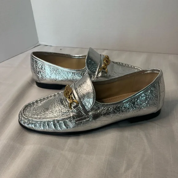 Sam Edelman Silver Loafers with Gold Accent Size 9 - Picture 3 of 7